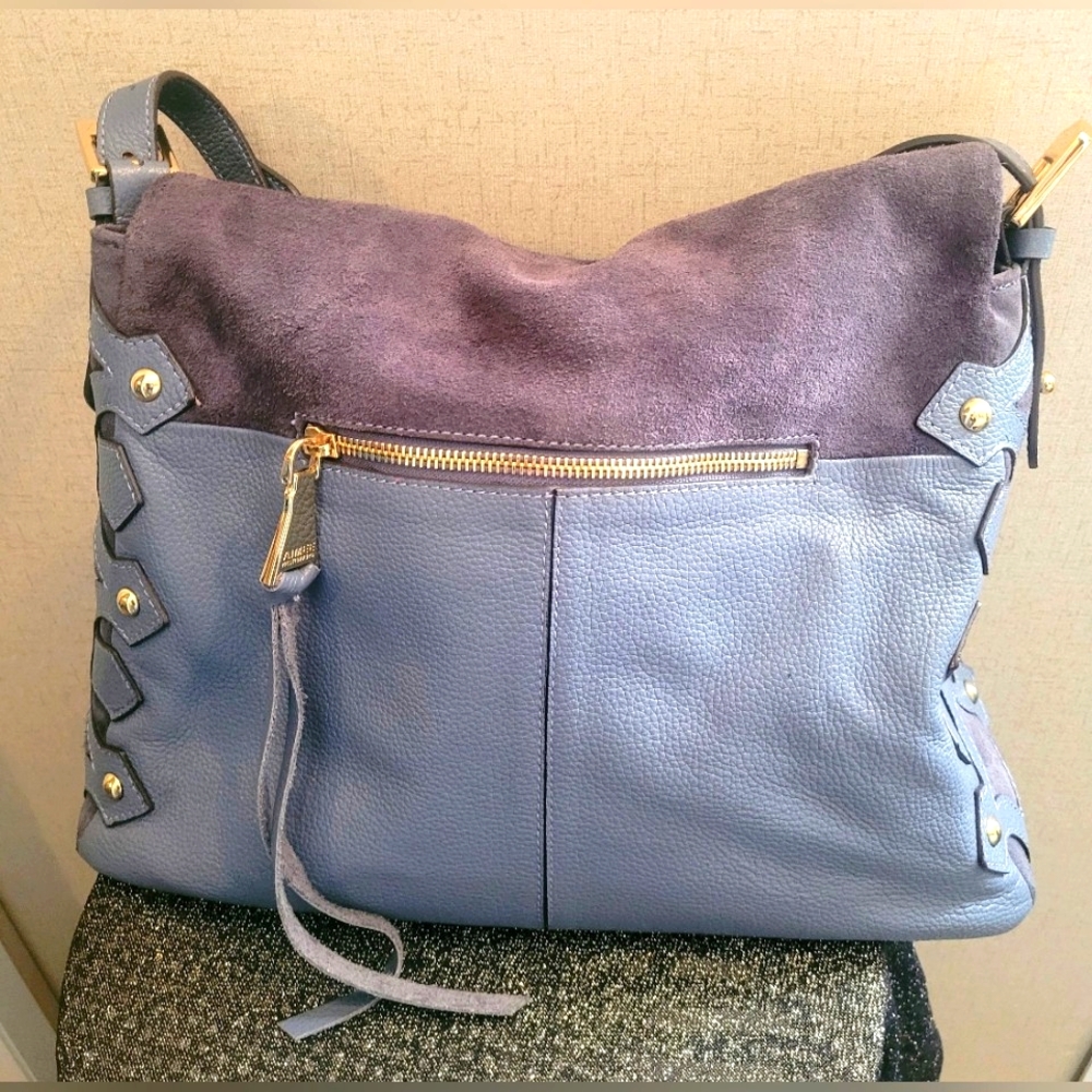 Aimee Kestenberg  blue leather and suede hobo bag EUC - Picture 2 of 16